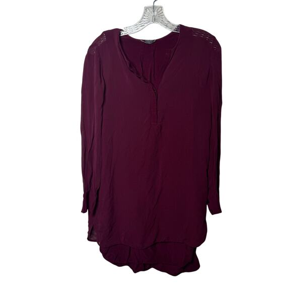Vince Tops - Vince Burgundy Sheer Sleeve Tunic Blouse‎ Size 4 Long Sleeve Boho Chic